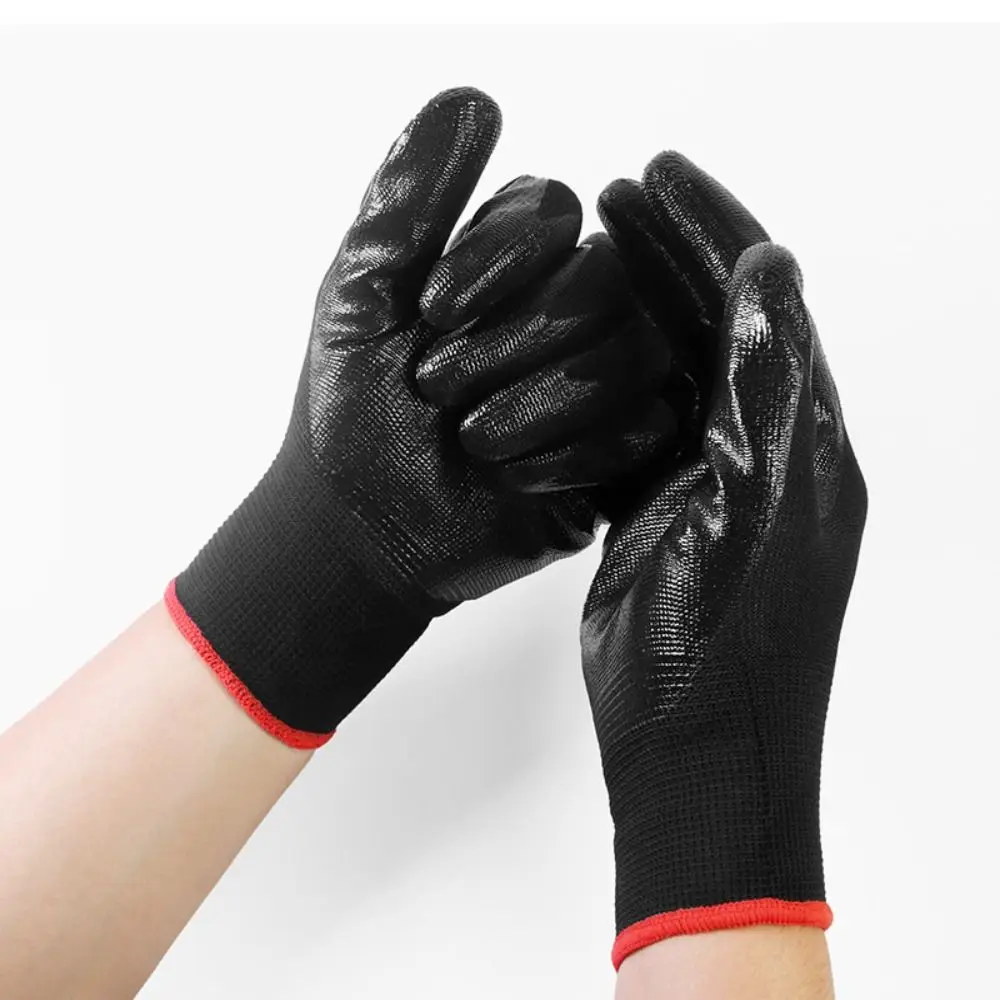 

12pairs Breathable Safety Work Gloves Flexible Excellent Grip Non-Slip Gloves Durable Oil-Resistant Seamless Knit Gloves