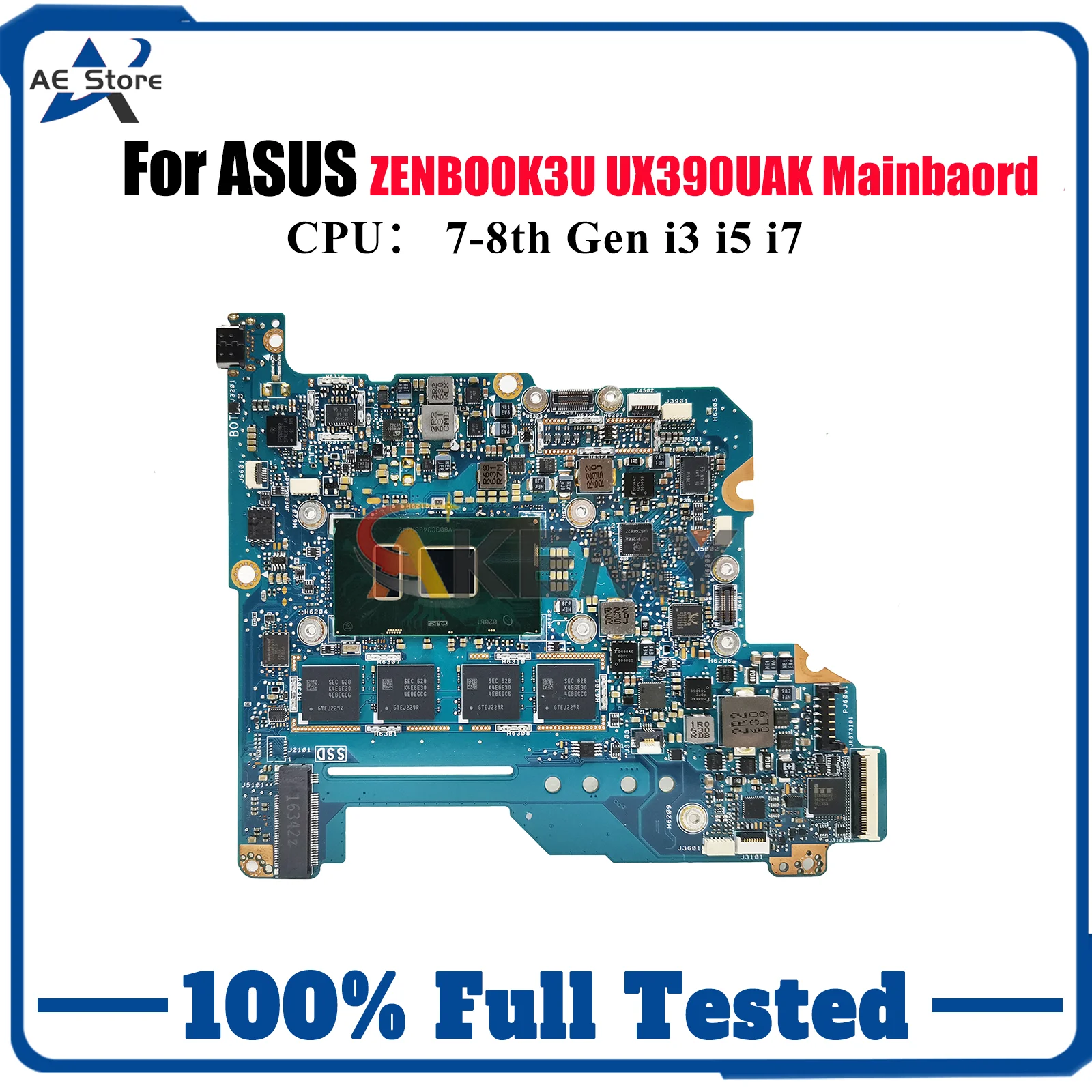 

UX390UAK Laptop Motherboard For ASUS ZenBook UX390UAK ZENBOOK3U UX390 Notebook Mainboard W/ i3 i5 i7 CPU 100% tests OK fast ship