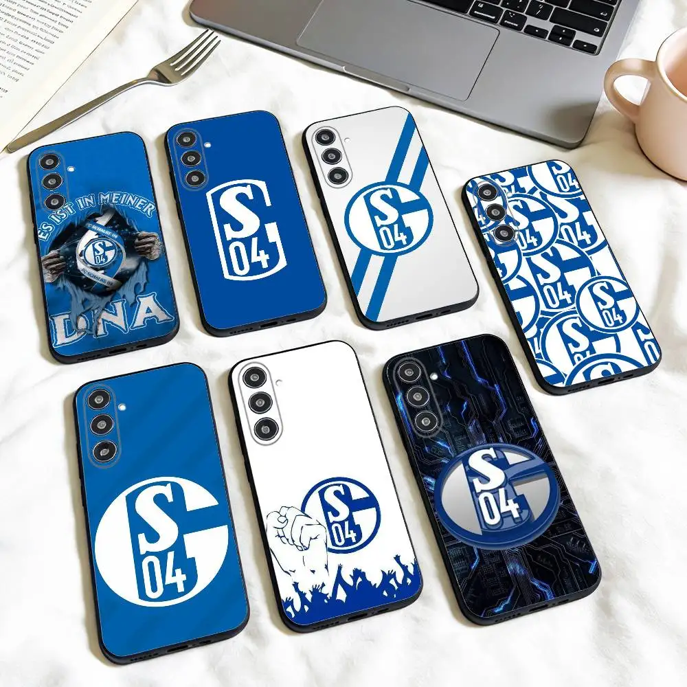 Funda de teléfono C-Classic S-Schalke-es 04 P-Pattern para Samsung Galaxy A73,A72,A71,A70,A53,A52,A51, otros, carcasa negra suave