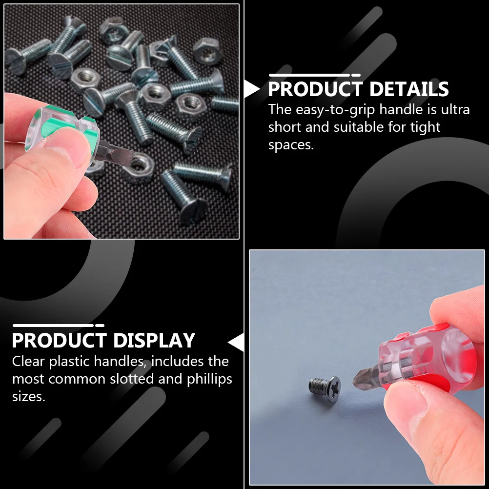 

12Pcs Mini Screwdriver Set Chrome Vanadium Alloy Steel Ultra Short Handle Repair Sewing Machine Slotted Screwdriver