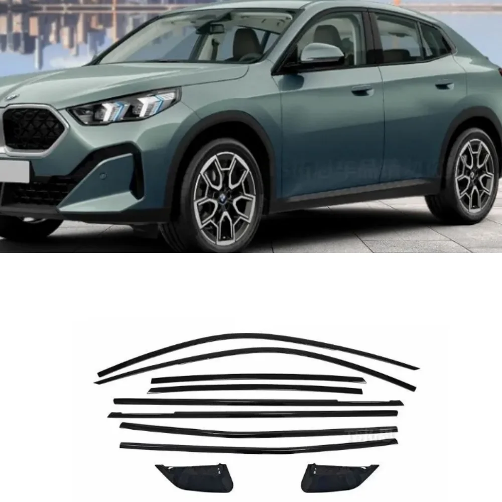 Bright black stainless steel window trim For BMW X2 2024