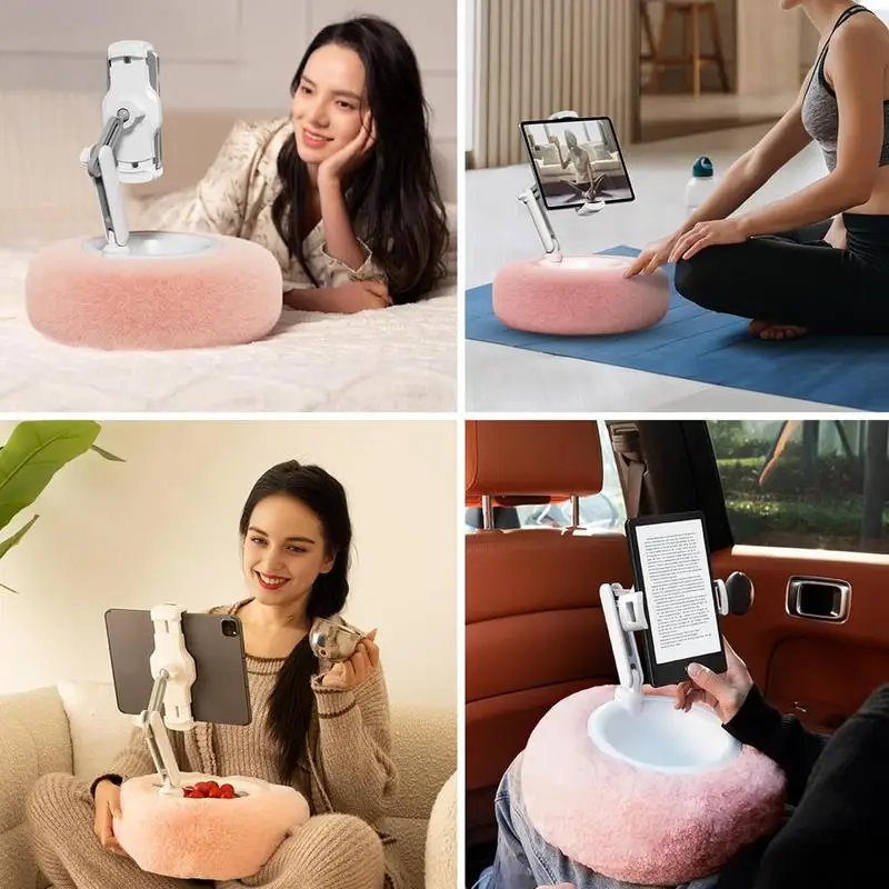 Tablet Pillow Stand Adjustable Pillow Stand With Bowl Soft Phone Holder Reading Tablet Accessories Laying Lap Holder For Sofa