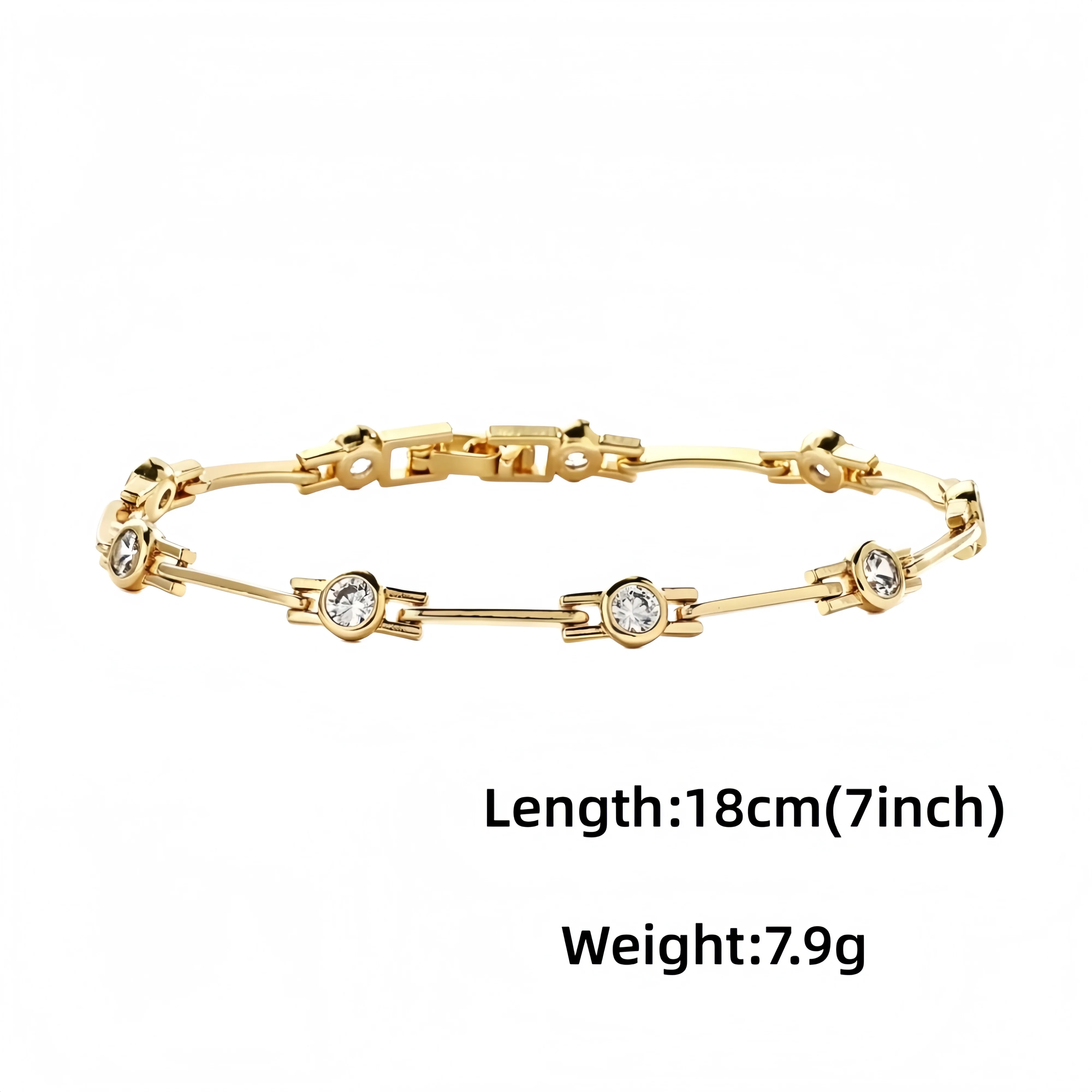 14K Gold Plated Waterproof Copper Chain Bracelets For Women , Gold Plated Fashion Stackable Link Bracelet Gifts