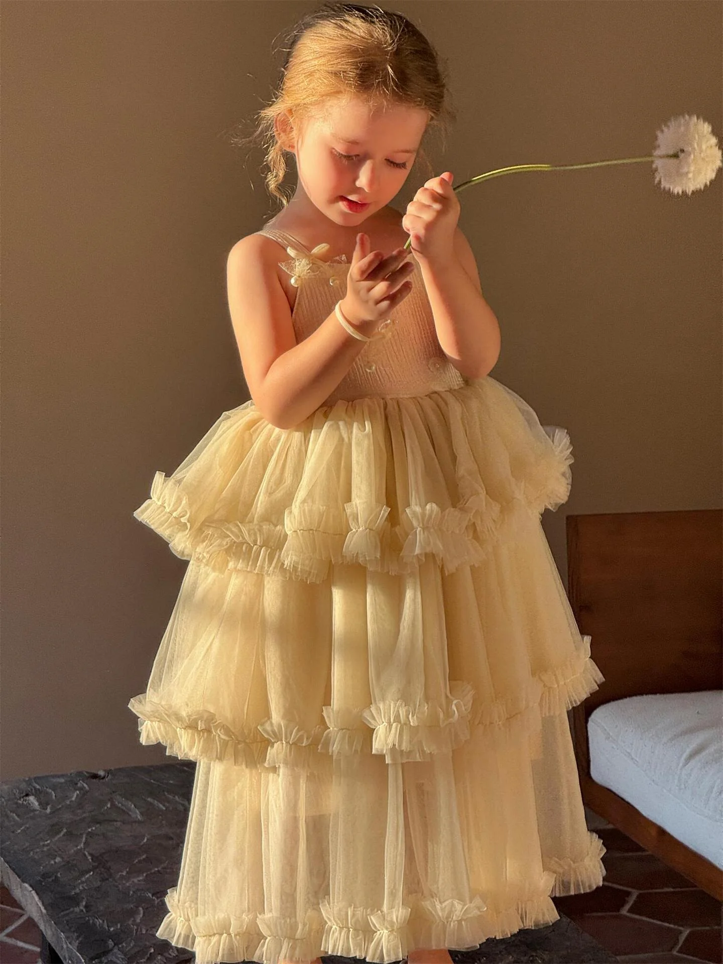 

Детская юбка 2026: Новая летняя тюлевая юбка для девочек, однотонная, на бретельках, для дня рождения, пышная, из фатина