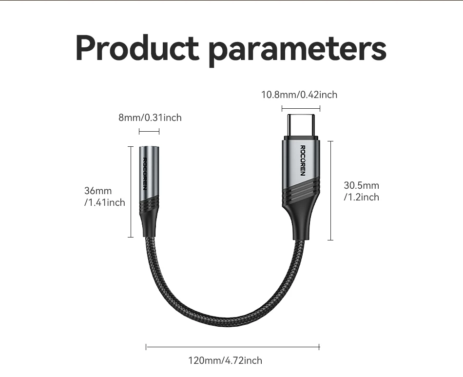Rocoren USB C auf 3,5 mm Klinke Dac Audiokabel Stecker auf Buchse Kopfhöreradapter Typ C auf 3,5 mm Konverter für Samsung Xiaomi Phone – Detail 21