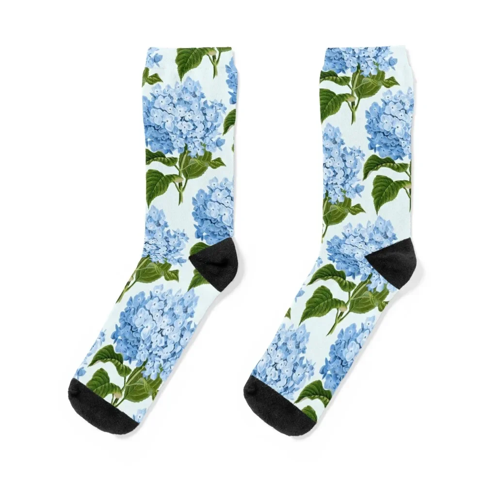 Blue hydrangea print - floral print Socks Sports Toe sports designer winter gifts Boy Child Socks Women's