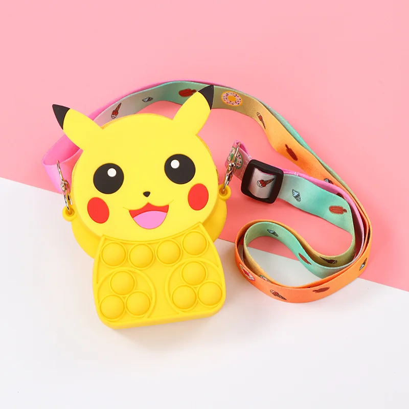 Cute Cartoon Pikachu Baby Skew Straddle Bag Creative Kawaii Decoration Small and Exquisite Storage Silicone Children Zero Wallet