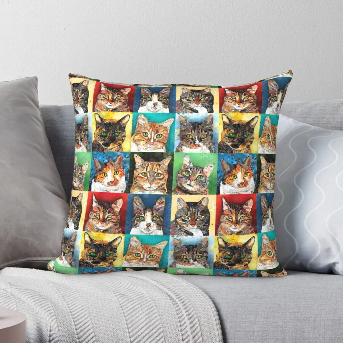 

Cat Lovers Collage Pillowcase Polyester Linen Velvet Pattern Zip Decor Pillow Case Bed Cushion Cover Wholesale