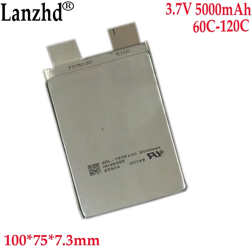 High rate 60C 120C 3.7V Li Battery 7375100  5000mAh battery For Starting power supply automobile igniter battery 100*75*7.3mm