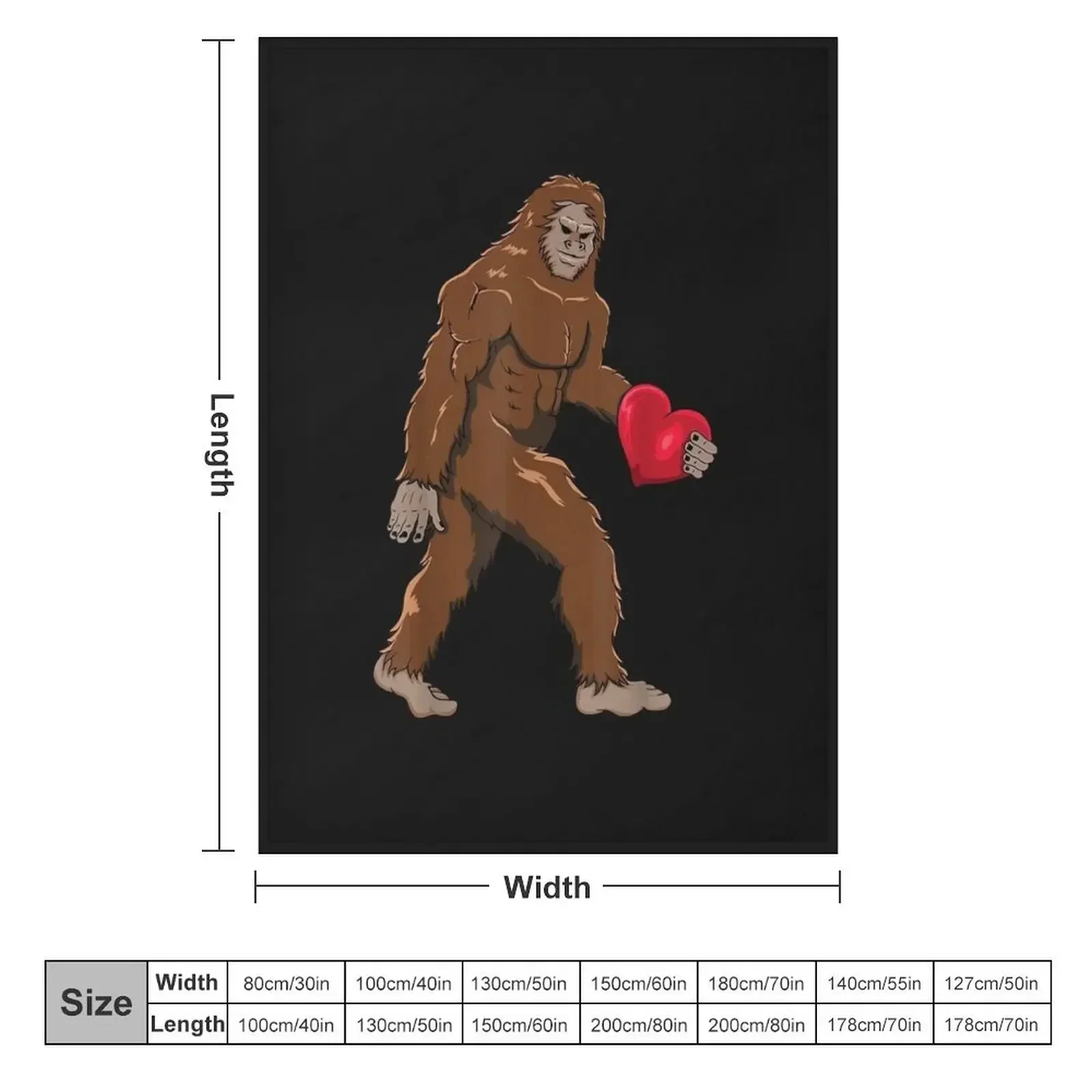 Cute Bigfoot Heart Throw Blanket