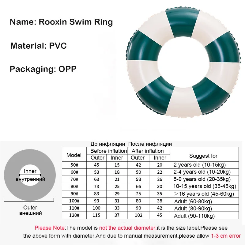 Rooxin Aufblasbarer Poolschwimmer, Schwimmring, Schwimmzubehör, Sommer, Wassersport, Schwimmschlauch für Erwachsene, Schwimmkreis, Schwimmschwimmer – Detail 1