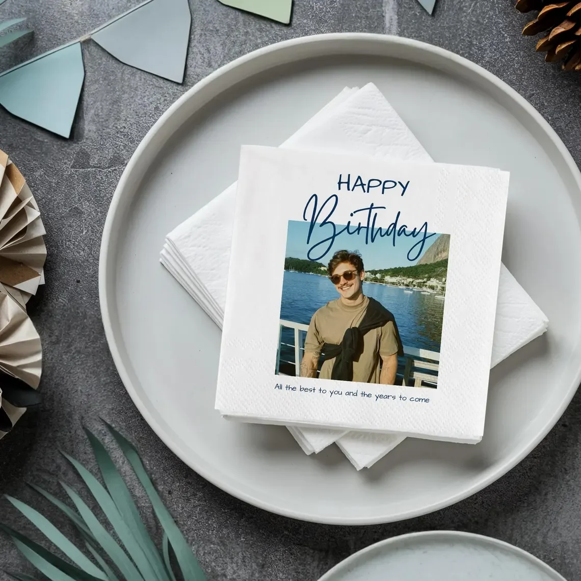 

Personalized Paper Napkins for Birthday Custom Napkins of Text Elegent Disposable Napkins of Photo,for Baby Shower Hen Party
