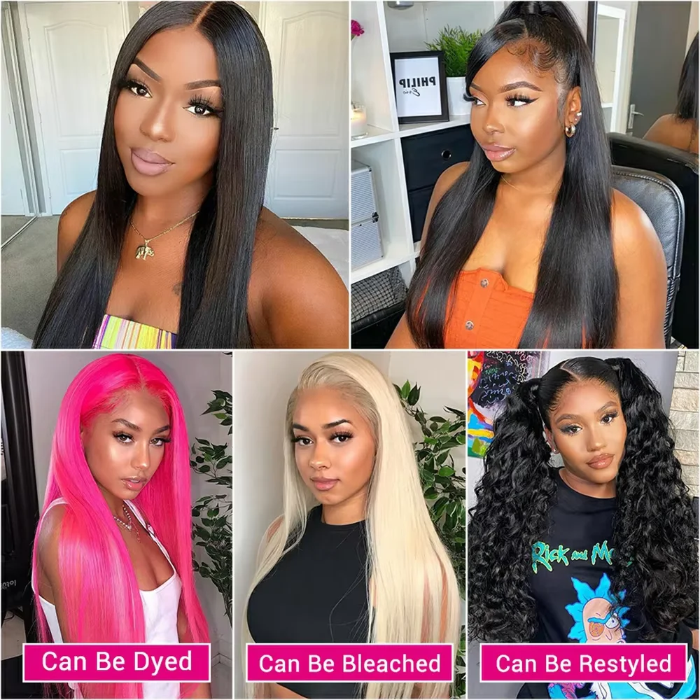 300% 13x6 HD Lace Frontal Wig 100% Raw Human Hair Straight Lace Front Wig 30 36 Inch 5x5 HD Lace Glueless Wig No Glue Human Hair image 6
