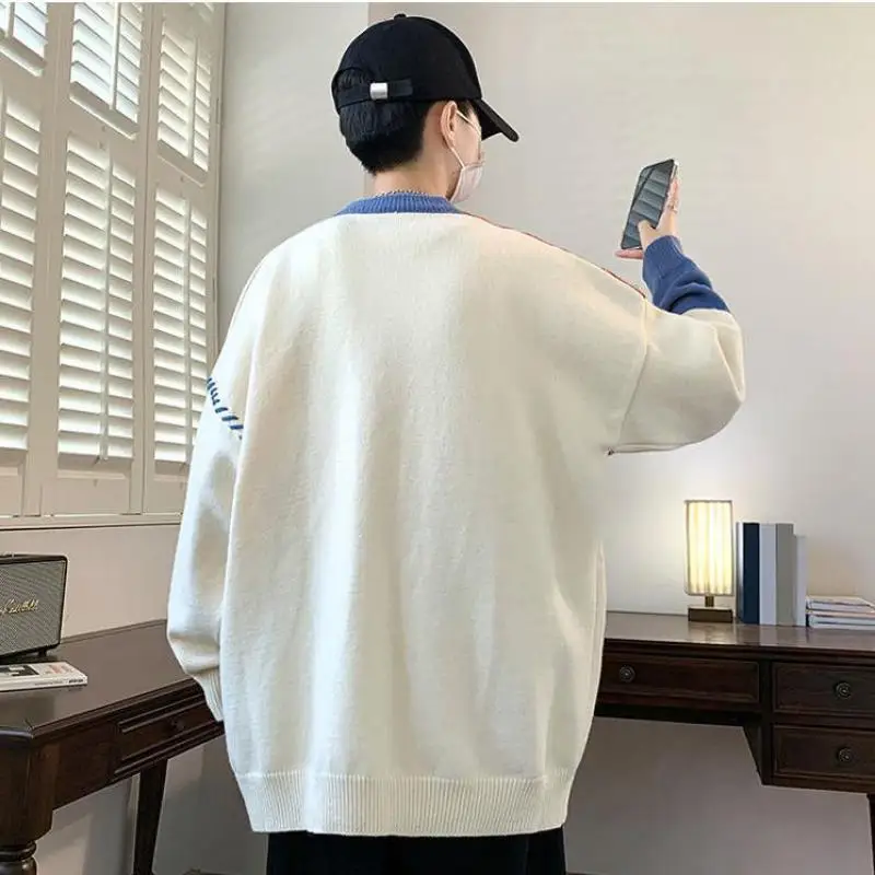 M-XXXXL Plus Size Men Round Neck Long Sleeve Sweaters Loose Fit Casual Knitwear Pullover Versatile Top for Men Women 4XL 3XL