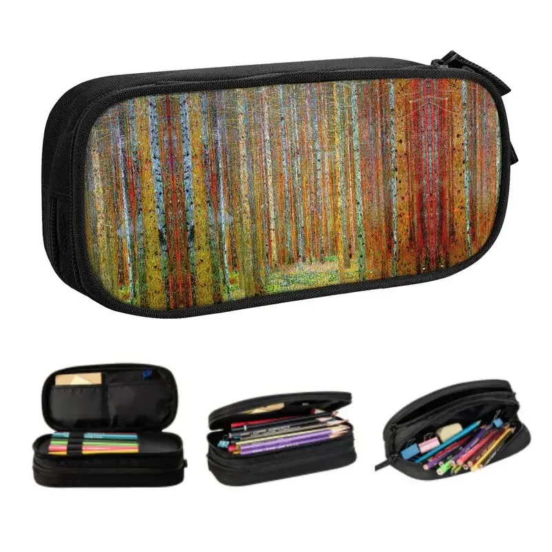 

Cute Gustav Klimt Landscape Painting Print Pencil Cases for Boys Gilrs Custom Large Capacity Pen Bag Box Stationery