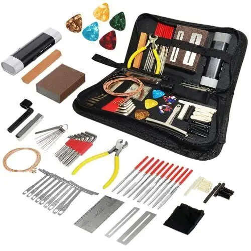 Set completo di strumenti per chitarra da 72 pezzi: kit di riparazione e manutenzione della chitarra con accessori per chitarra completi