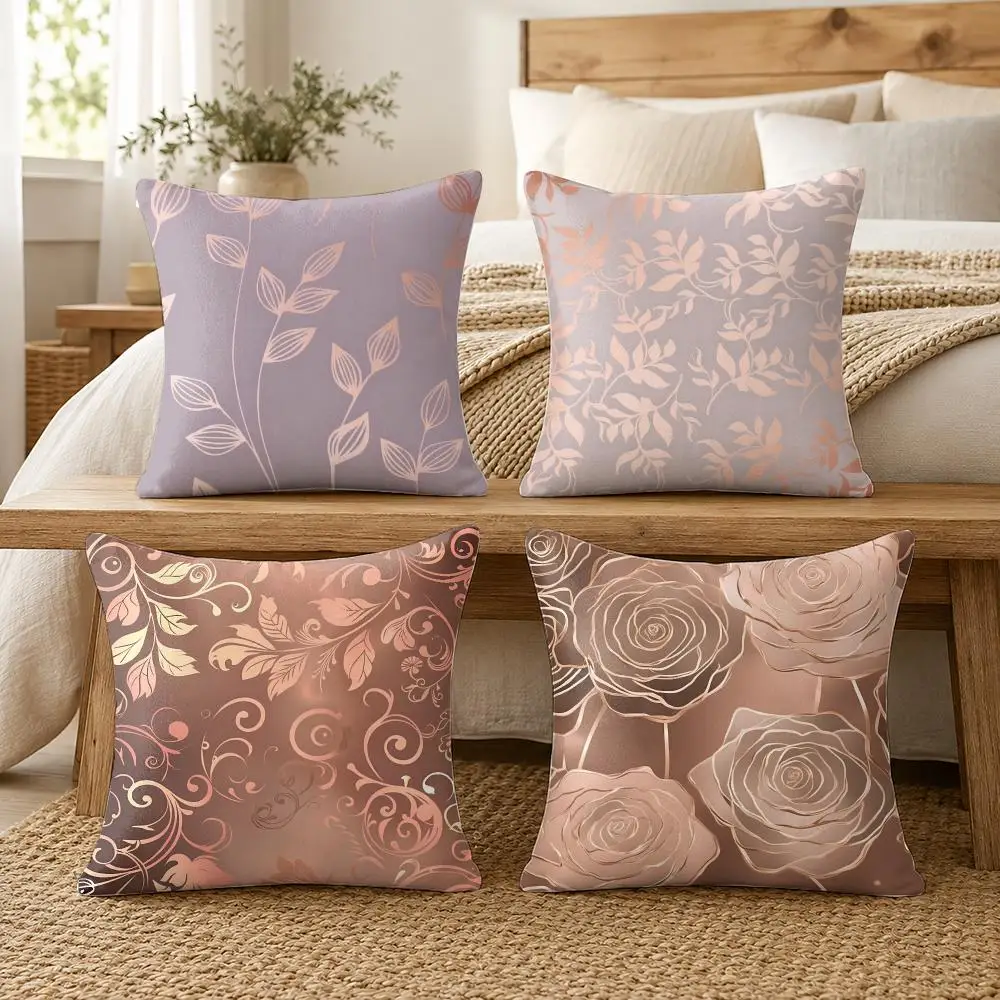 Rose Gold Blush Aesthetic Cushion Cover Soft Short Plush Pillow Cover Smooth Cozy Texture Cushion Case Home Decor