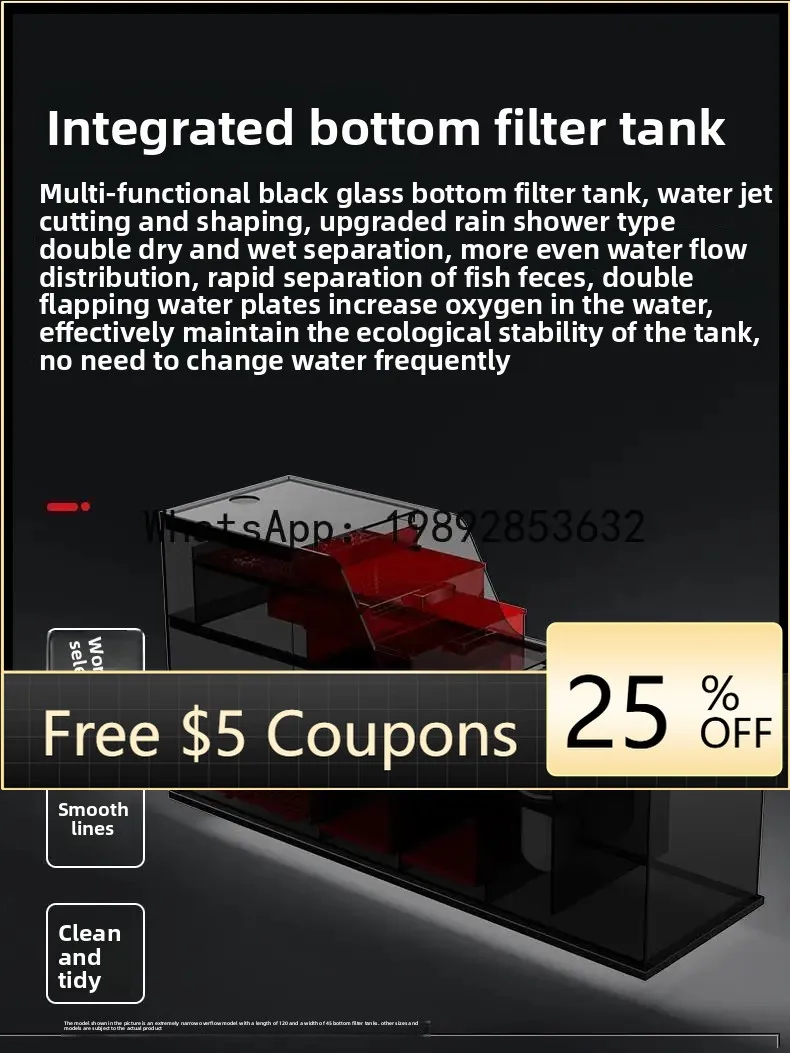 T2-27  Ultra-Narrow Overflow Wild Stream Tank South American Native Tank Creative Landscaping Ecological Fish Tank Screen