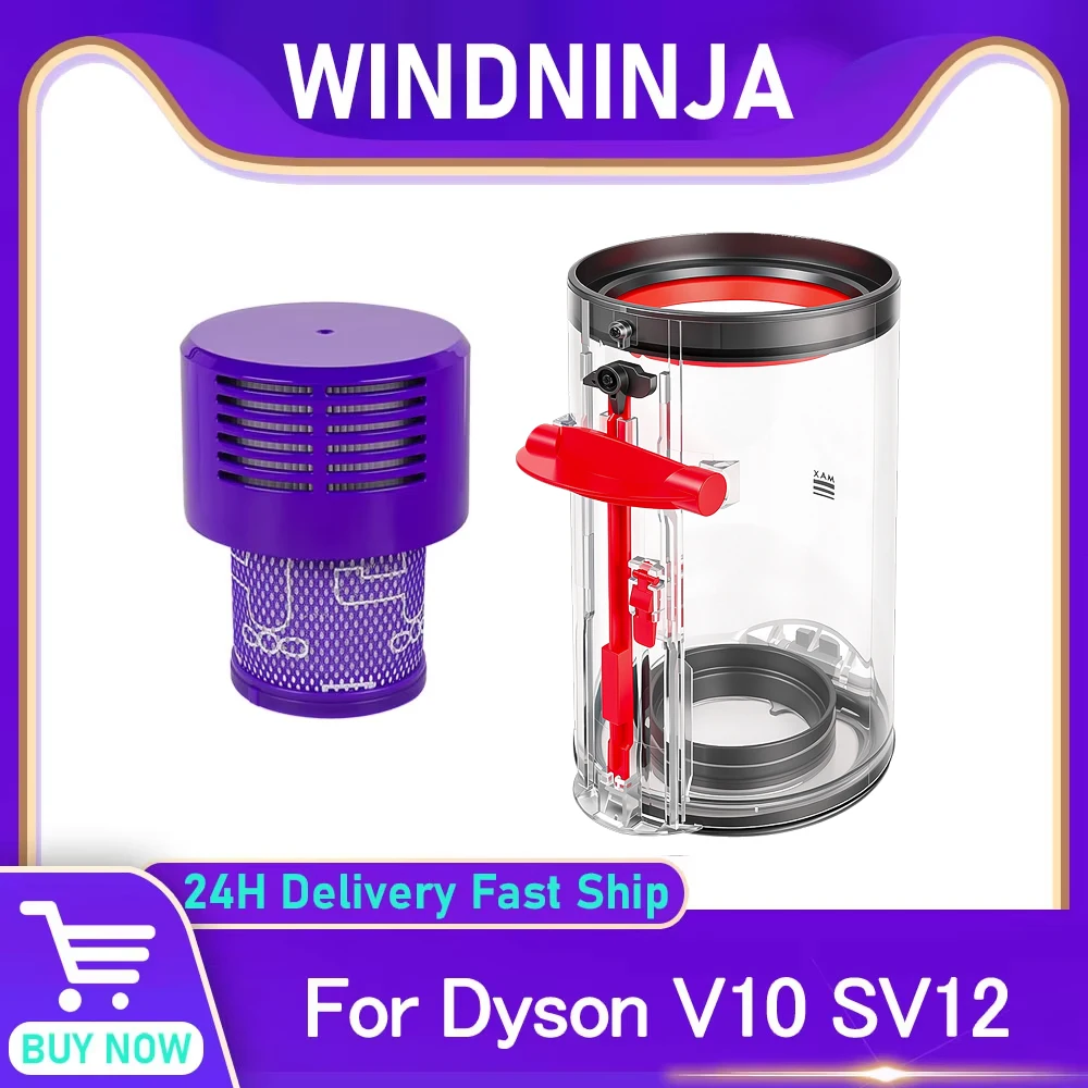 Dustbin HEPA Rear Filter Kit For Dyson V10 SV12 US Vacuum Cleaner Accessories Dust Bucket Dust Bin Lid Fixed Dust Cup Spare Part