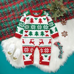 0-24M Baby Boys Girls Knitted Romper Christmas Red Green Outfits Christmas Jumpsuit New Year Costume Newborns Christmas Clothes