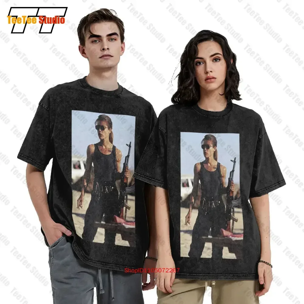 Sarah Connor Terminator 2 T2 Movie Vintage Oversized T-Shirt X6P7