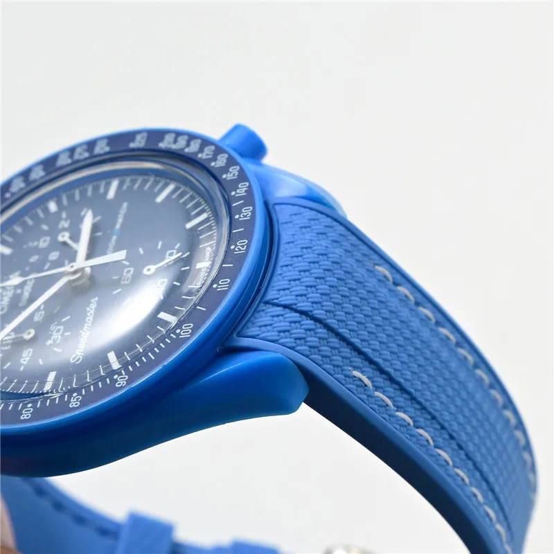 Gummiarmband mit gebogenem Ende für Omega X Swatch Joint MoonSwatch, Schnellverschluss-Taucherarmband aus flüssigem Silikon für Water Ghost 20 mm – Detail 3