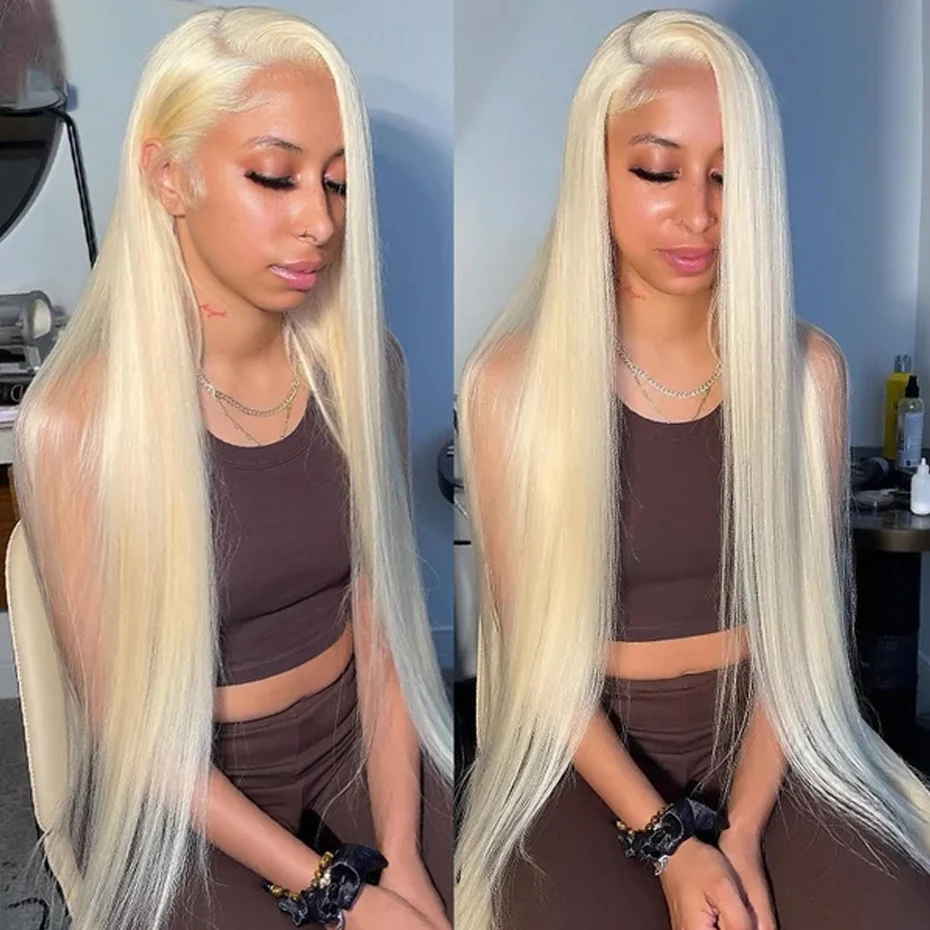 360 Lace Wig 613 Hd Lace Frontal Wig 13x6 Honey Blonde Colored Human Hair Wig Pre Plucked Brazilian Original Hair Straight 13x4 Lace Front Wig Pre-cut Lace Glueless 5x5 Lace Closure Wigs For Women 200 image 2