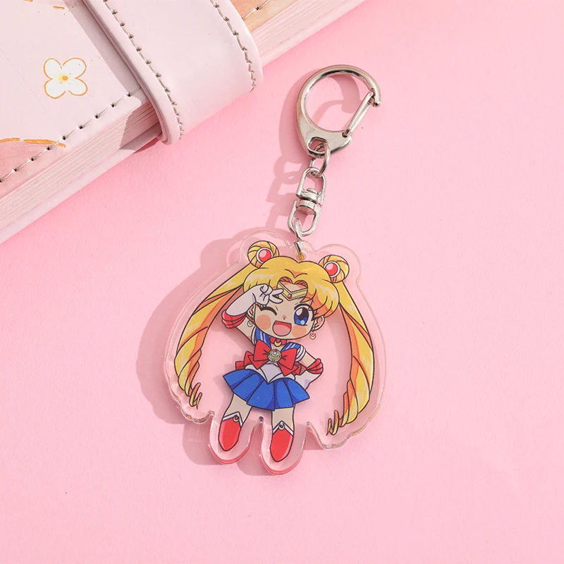 Sailor Moon Acrylic Keychain Cartoon Character Ornament Key Bag Pendant Clothing Accessories 720