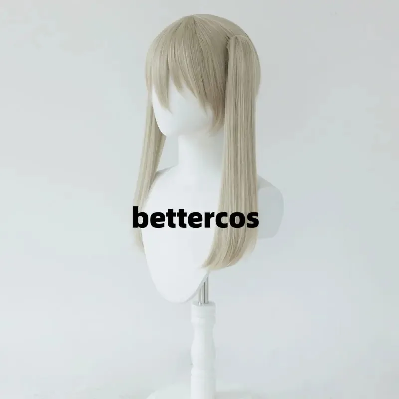 Pelucas de Anime Maka Albarn, cola de caballo de doble Clip de lino, pelo sintético resistente al calor, Cosplay + gorro de peluca