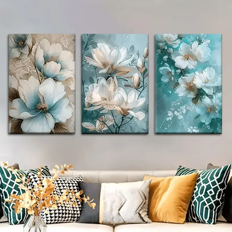 

Elegant Blue Floral Diy Diamond Painting Art 3Pcs Classic Flower 5D Full Diamond Mosaic Embroidery Handmade Decor Triptych