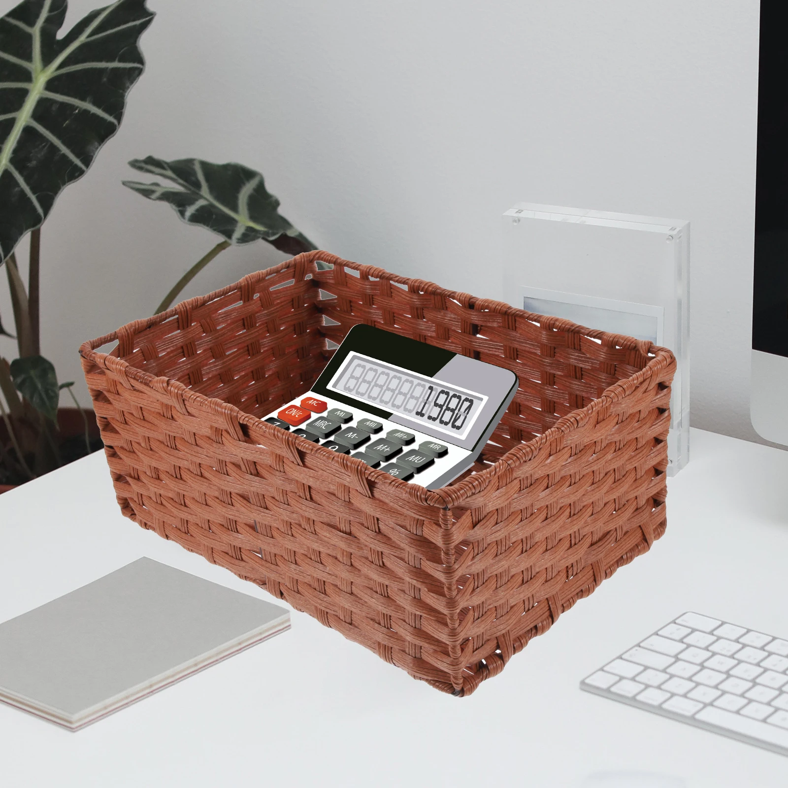 

3pcs Woven Storage Basket Large-Capacity Household Organizer Multi-Use Desktop Holder Rustic Sundries Container