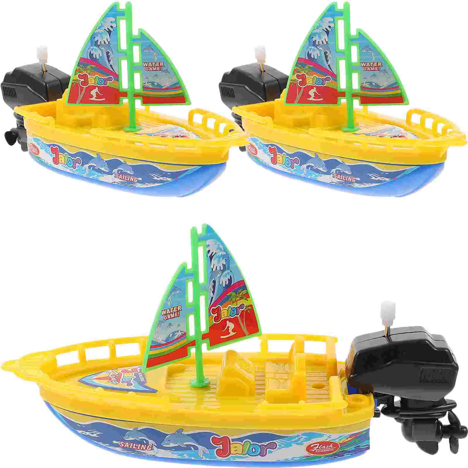 Barco de juguete con mecanismo de relojería para niños, bañera Adorable con cuerda para nadar, juguetes flotantes de plástico, velero, bañera para niños pequeños, 3 uds.