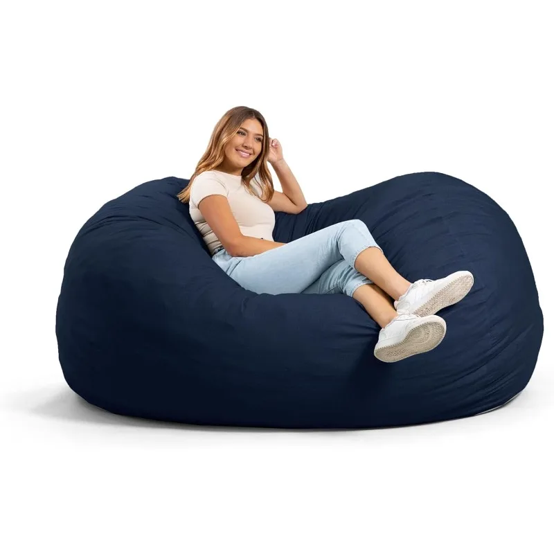 Fuf XL Foam Filled Bean Bag Chair with Removable Cover, Cobalt Lenox, Durable Woven Polyester, 5 feet Giant