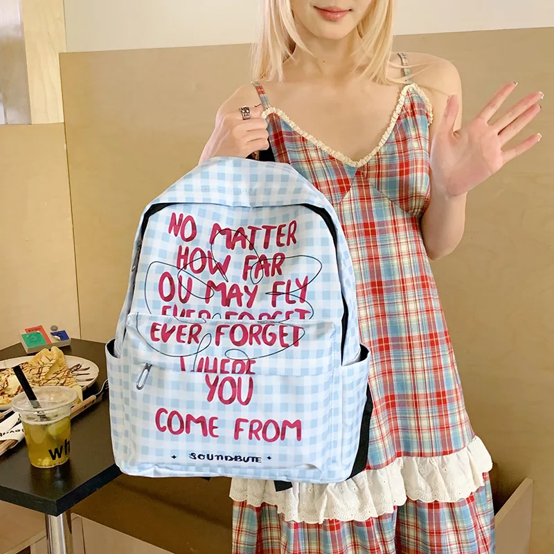 

Bag New Retro Checkered Backpacks Student Schoolbags Female College Student Computer Bags Commuting Backpacks Trendy Schoolbags