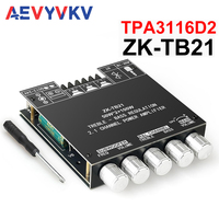 ZK-TB21 TPA3116D2 Digital Power Amplifier Board 2x50W+100W 2.1 Channel Subwoofer Bluetooth 5.0 Bass Amplifiers AUX 12V 24V Audio