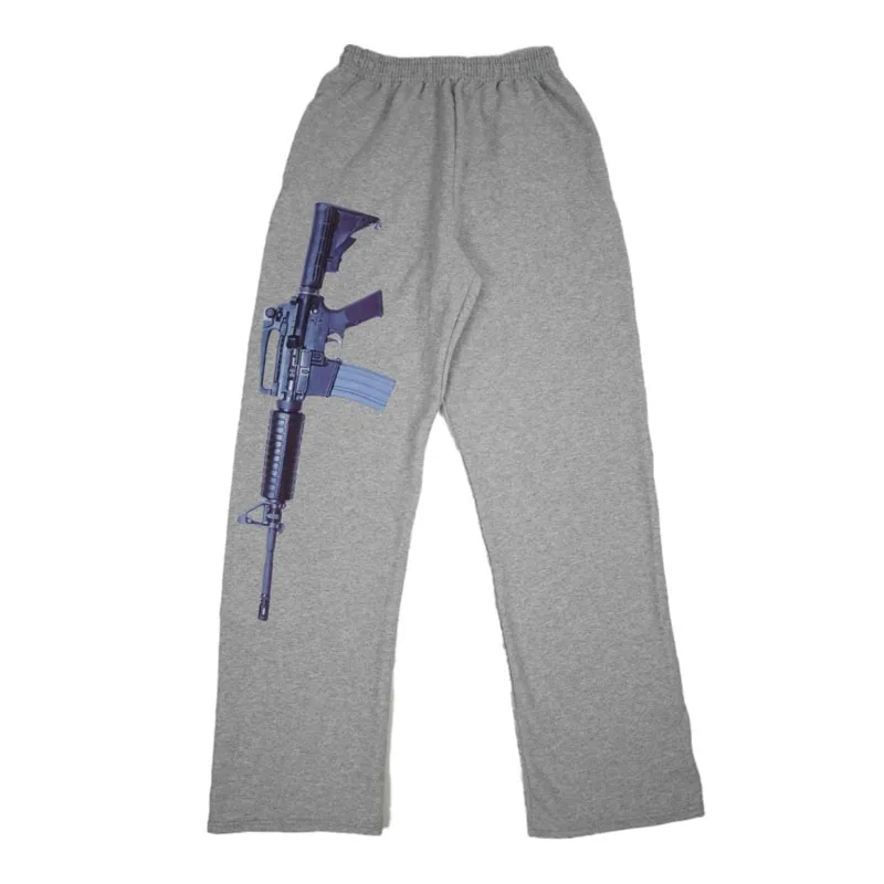 2025 Nouveau Européen et Américain Brodé Rue Mode Tendance Pliant Harajuku Armes À Feu Imprimé Couple Salle De Bains Pantalon Pantalon