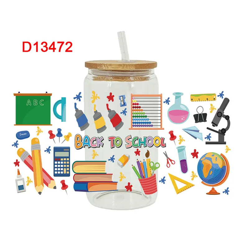 3D UV DTF Transfers Stickers 16oz Cup Wraps Back To School Printed For DIY Glass Ceramic Metal Leather Etc. D13472