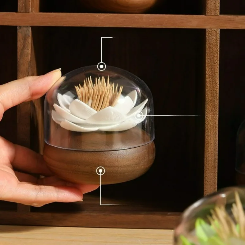 Walnut Toothpick Holder Home Dining Room Chinese Solid Wood Exquisite Toothpick Jar Living Room Toothpick Box Creative