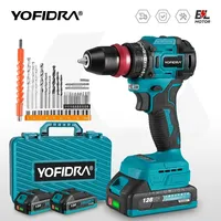 YOFIDRA 10mm Brushless Electric Drill Screwdriver 24 Gears Cordless Efficient Impact Drill Power Tool For Makita 18V Battery Pin