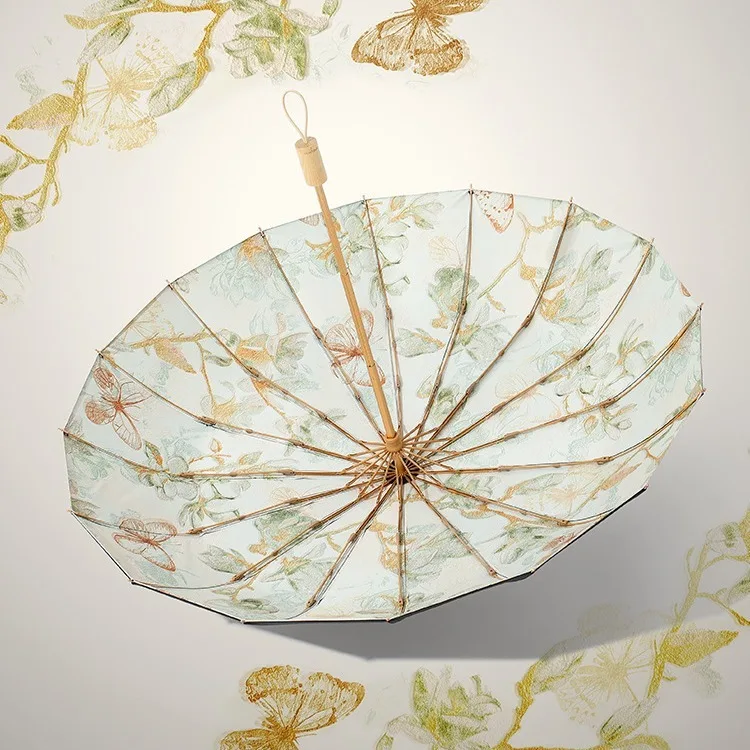 

16-ребряный усиленный зонт, ветрозащитный большой двойной зонт от дождя и солнца, защита от ультрафиолета, солнцезащитный козырек