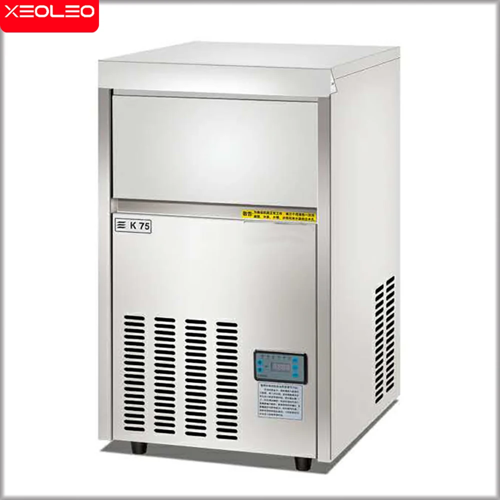 XEOLEO مربع صانع الجليد 65 و 75 كجم/24H التجارية آلة الجليد مكعب الهواء صانع الجليد آلة الفولاذ المقاوم للصدأ R22/R404 520 واط