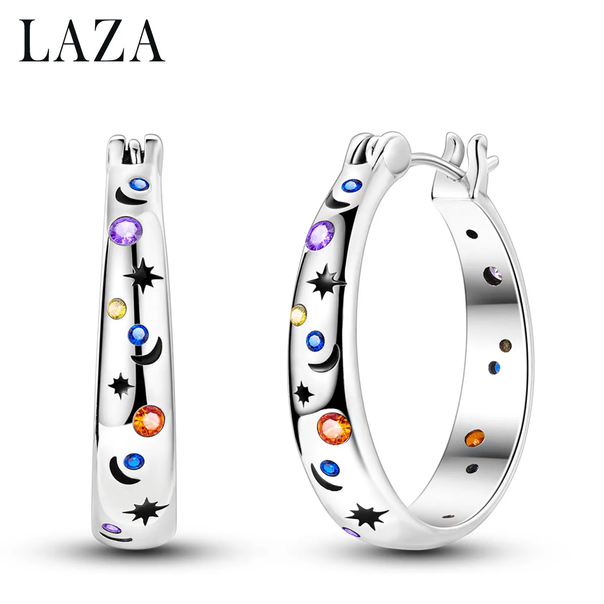 LAZA Hoop Earring Posrebrzane Pendientes dla kobiety Biżuteria ślubna zaręczynowa rocznicowa
