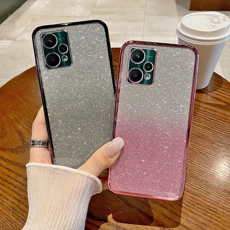 For Realme 9 Case Realme 9 Pro Cover Realme 9 Pro Plus + Phone Case Realme 9 5G Cute Transparent Glitter Shockproof Clear Cover