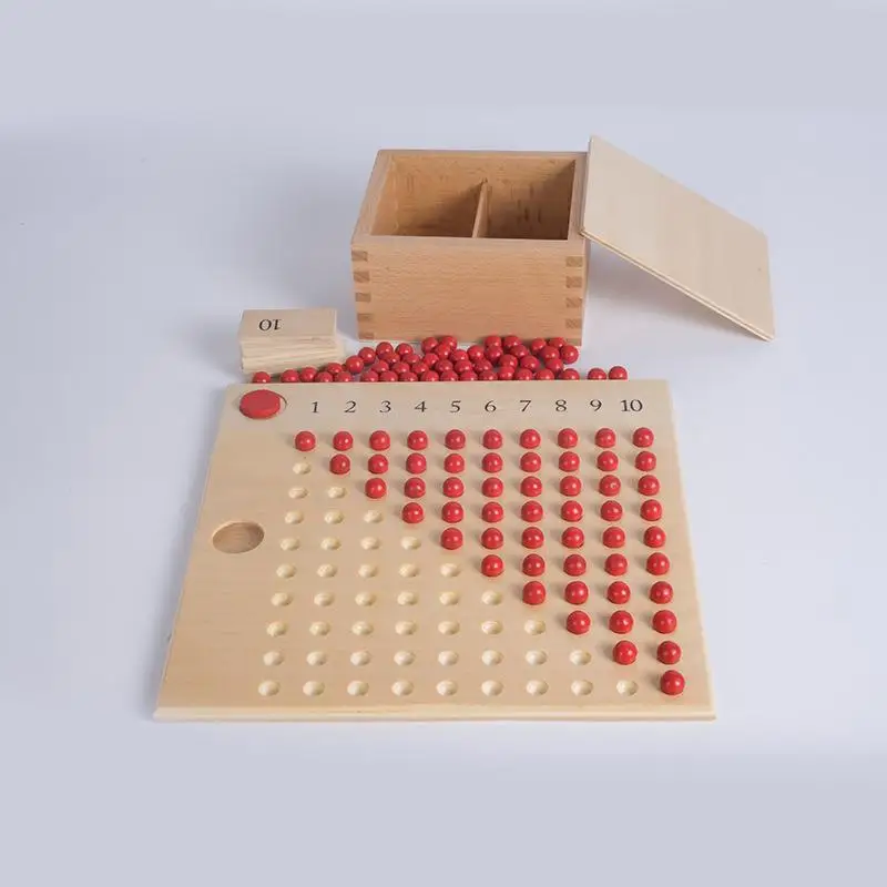 Montessori Holz Mathematik Lehre Spielzeug Baby Vermehrung Division Mathematik Spielzeug Perlen Bord Rot Grün Board kinder Spielzeug