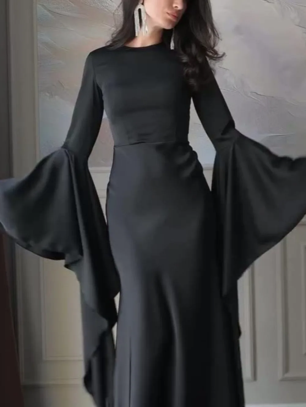 Eid Muslimische Frauen Kleid Abaya Flare Hülse Vestidos Largos Party Kaftan Jalabiya Ramadan Lange Kleider Dubai Kaftan Arabischen Robe 2023