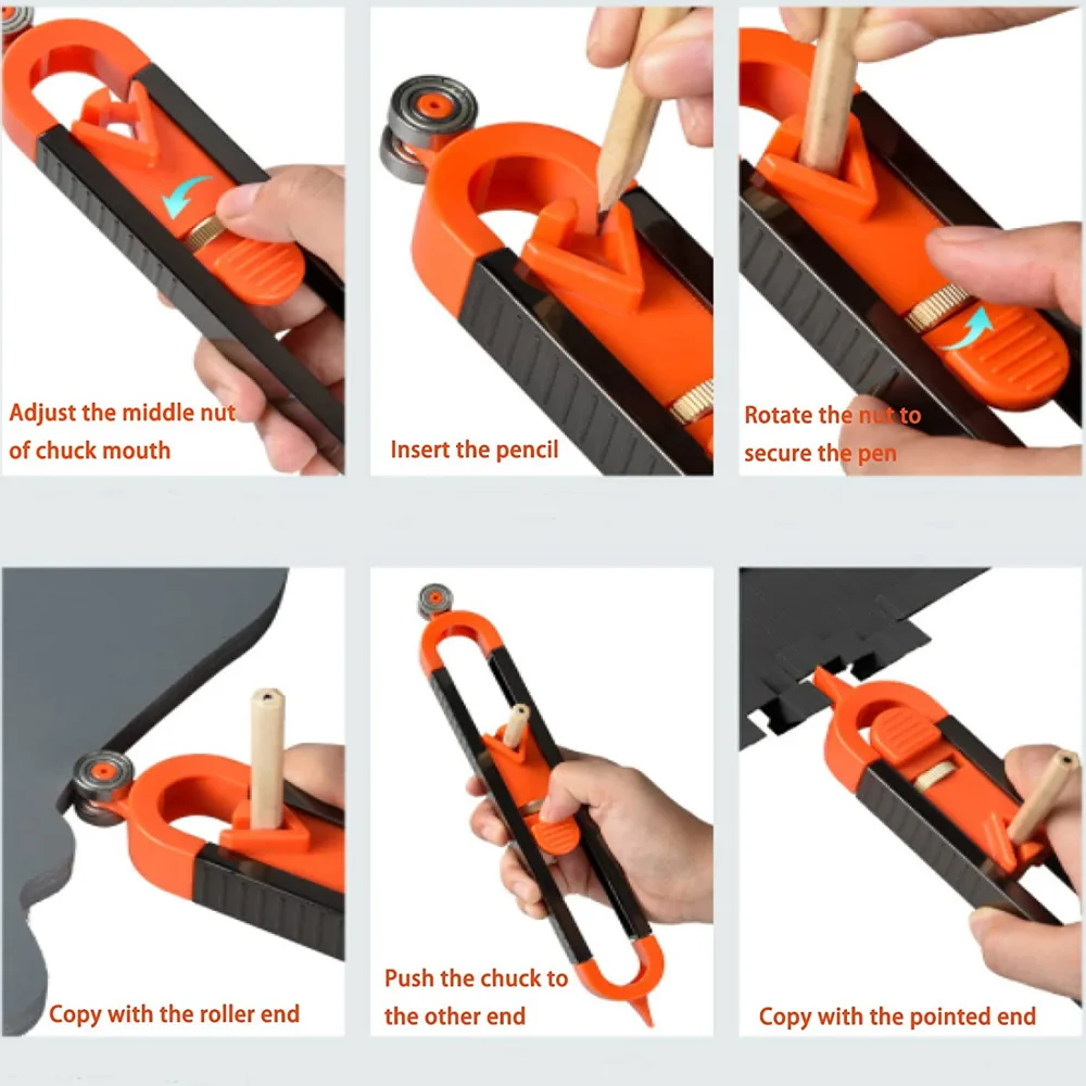 Strumento per tracciare il calibro di contorno, duplicatore di profili preciso, strumento per profili di forma irregolare per la lavorazione del legno, progetti di conversione di furgoni