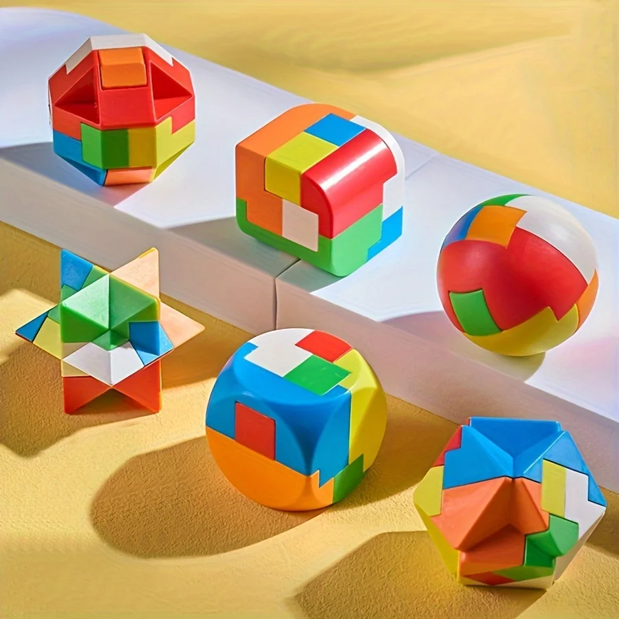 Colorful PP Material Lu Ban Cube Puzzle Toy Deconstructable And Reassemblable Perfect Christmas Gift Brain Teaser Challenge Game