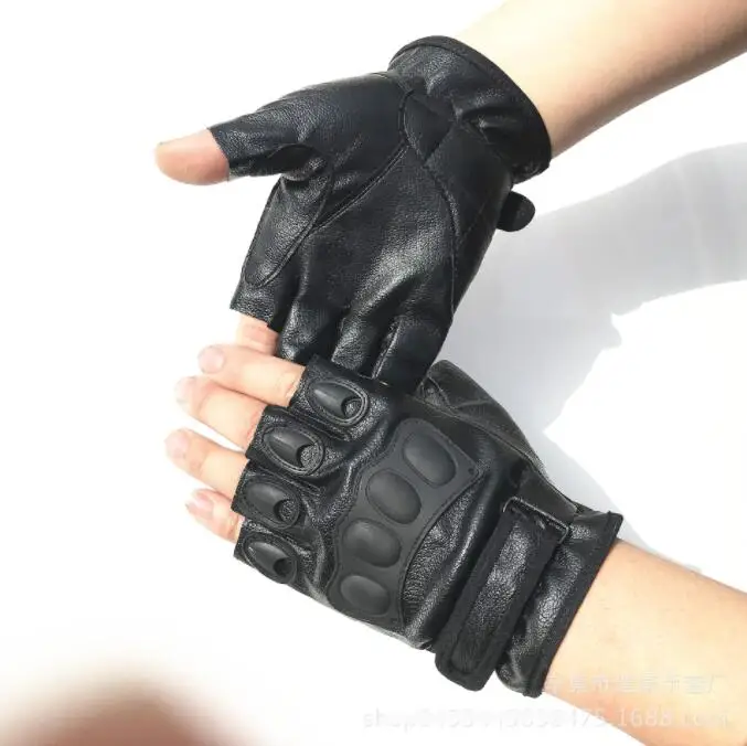 leather fingerless gloves cycling Rubber Protective Soft Outdoor Half Finger Gloves Elastic Thin Summer Gloves