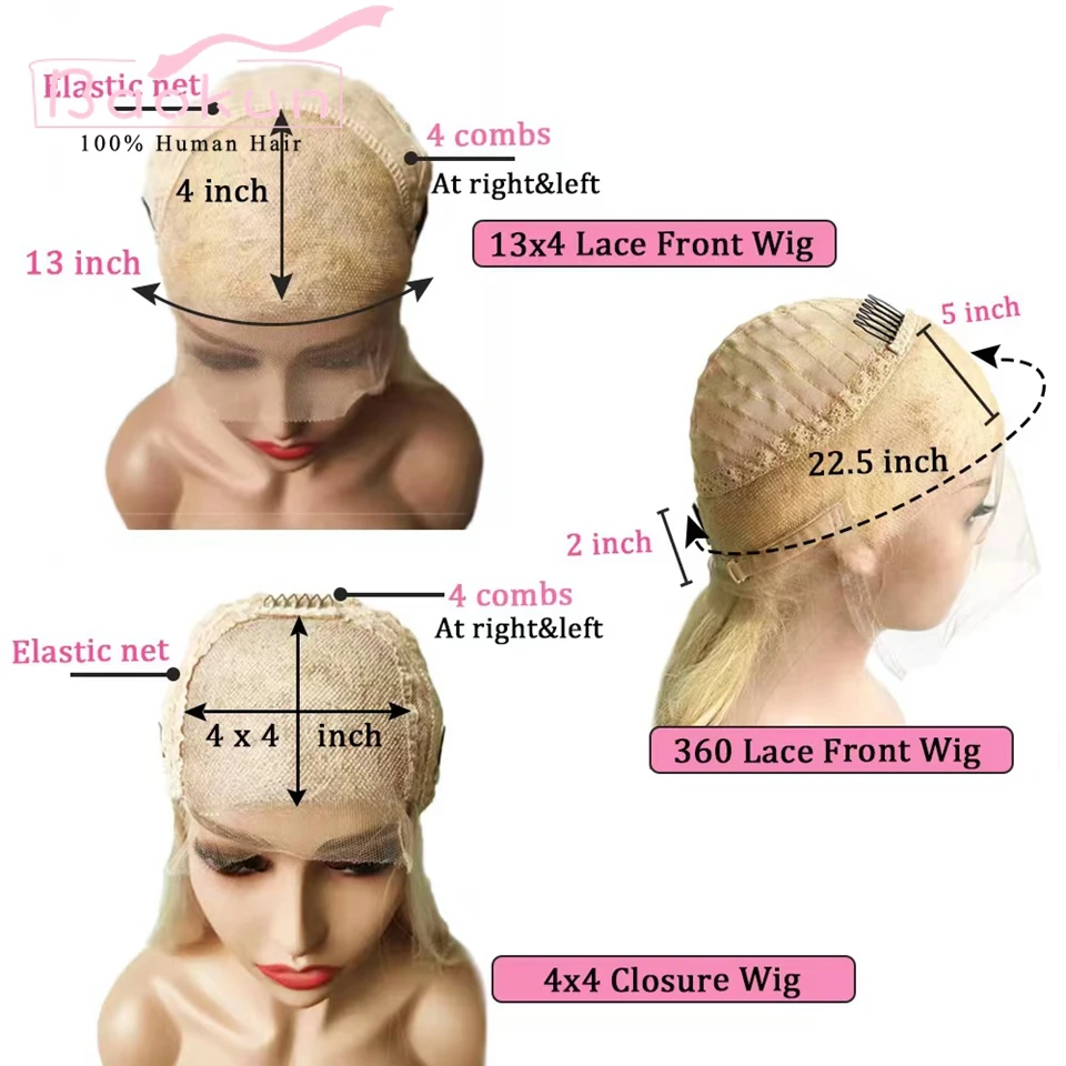 Peruca de cabelo humano onda profunda rosa para mulheres, pré-arrancada, frontal de renda 360, verde gengibre, virgem brasileira, 13x4, curta