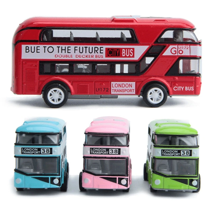 1:43 Car Model Double-decker Bus Alloy Diecast Vehicle For Kids Boys